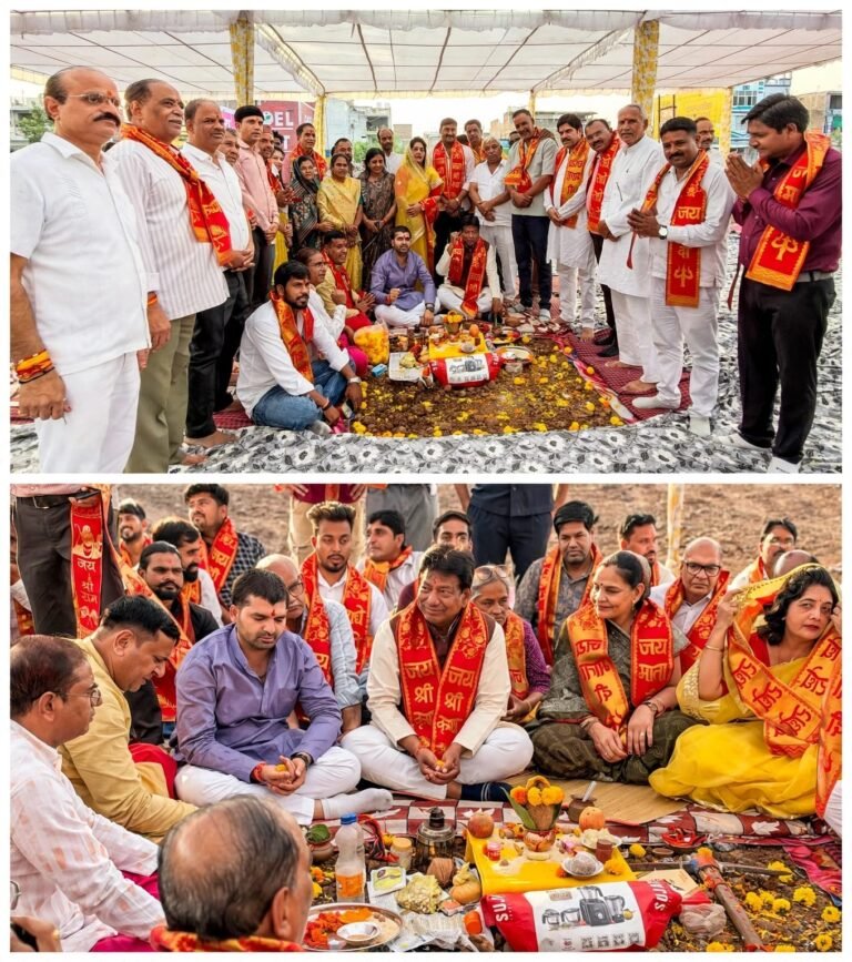 नए दशहरा मैदान पर विधि-विधान से हुआ भूमि पूजन, विजयादशमी महोत्सव की तैयारियां शुरू