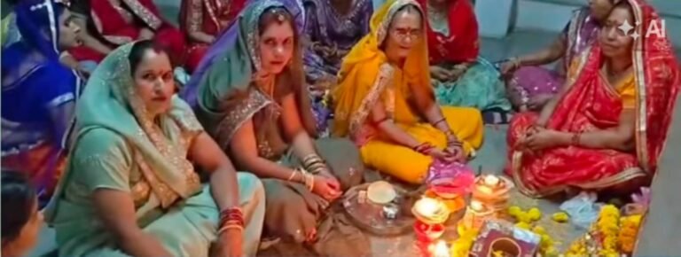 करवा चौथ पर सुहागिन महिलाओं ने पति की लंबी उम्र के लिए रखा निर्जला व्रत  चांद की पूजा कर दिया अर्घ्य, पति के हाथों से जल पीकर खोला व्रत